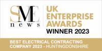 text: SME Awards, UK Enterprise Awards Winner, Safe Electric