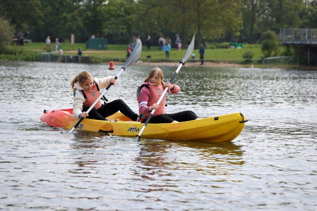 canoeing on the lake at Nene Park, Peterborough